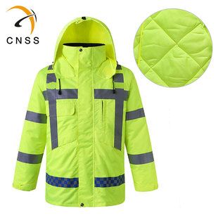 cnss宝威baowei（中国）棉衣冬季加厚宝威baowei（中国）防寒服道路交通安全荧光棉衣外套